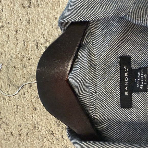 Sandro size 6 Great condition linen/cotton blend Women's Blazer in Light denim - Picture 7 of 15